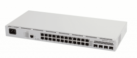 Ethernet-коммутатор MES2324P, 24 порта 10/100/1000 Base-T (PoE/PoE+), 4 порта 10GBase-X (SFP+)/1000Base-X (SFP), L2+, 220V AC