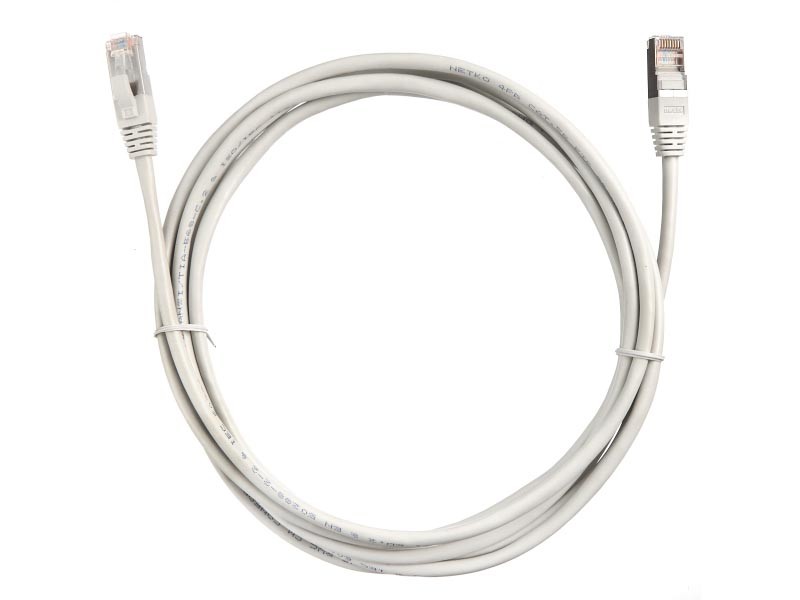 Патч-корд Netko СКС FTP4 cat.5e, 5.0м, литой коннектор, серый, LSZH
