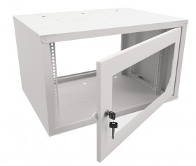 Шкаф настенный 4U серия NOP2 (600х450х267,5), передняя дверь стекло, разборный, серый Netko