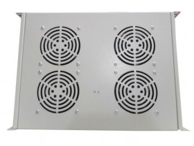 Полка вентиляторная 19&quot;, 1U/4 вентилятора, с кабелем, серая Netko
