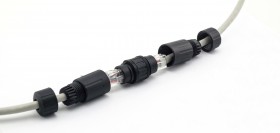 Соединительный модуль RJ45, cat.6, герметичный (IP68), цанг зажимы, экранированный, черный Netko