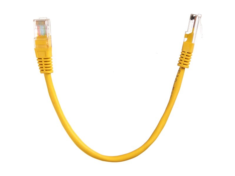 Патч-корд Technolink UTP4 cat 5e, 0,25м, ВС, LSZH, желтый, литой коннектор