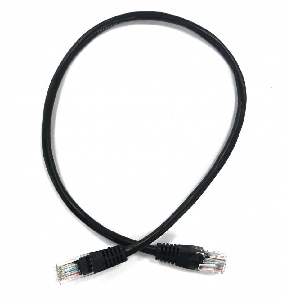 Патч-корд Technolink UTP4 cat 5e, 0,5м, ВС, LSZH, черный, литой коннектор