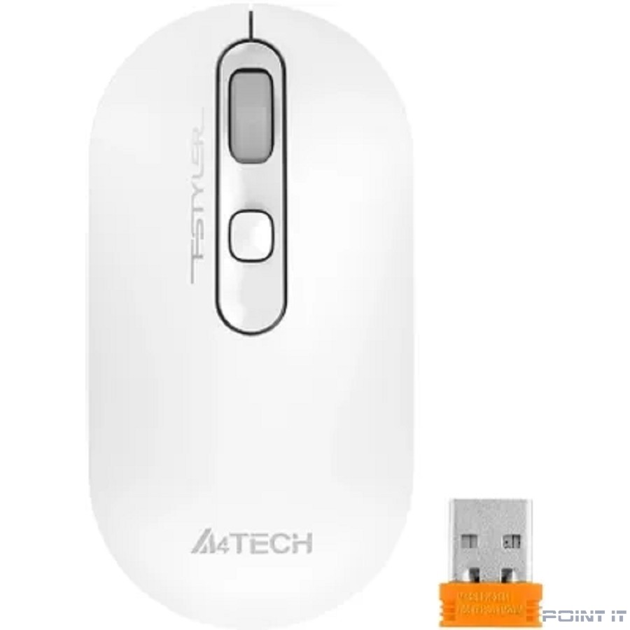A-4Tech Мышь Fstyler FG20S белый/серый оптическая (2000dpi) silent беспроводная USB для ноутбука (3but)