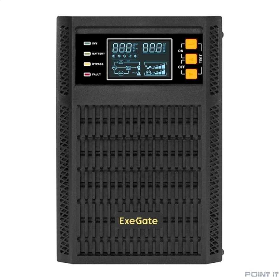 Exegate EX296948RUS ИБП On-line ExeGate PowerExpert TL-2000.LCD.AVR.3SH.USB.RS232.SNMP <2000VA/2000W, On-Line, PF=1, LCD, 3*Schuko, RS232, USB, SNMP-slot, встроенные батареи 12V 7.2Ah - 4шт, Tower, ме