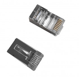 Коннектор RJ-45 Netko (8p8c) cat.5е, со сквозным отверстием EZNetko plug, экранированный, для одножильного и многожильного кабеля (нож с 3-мя