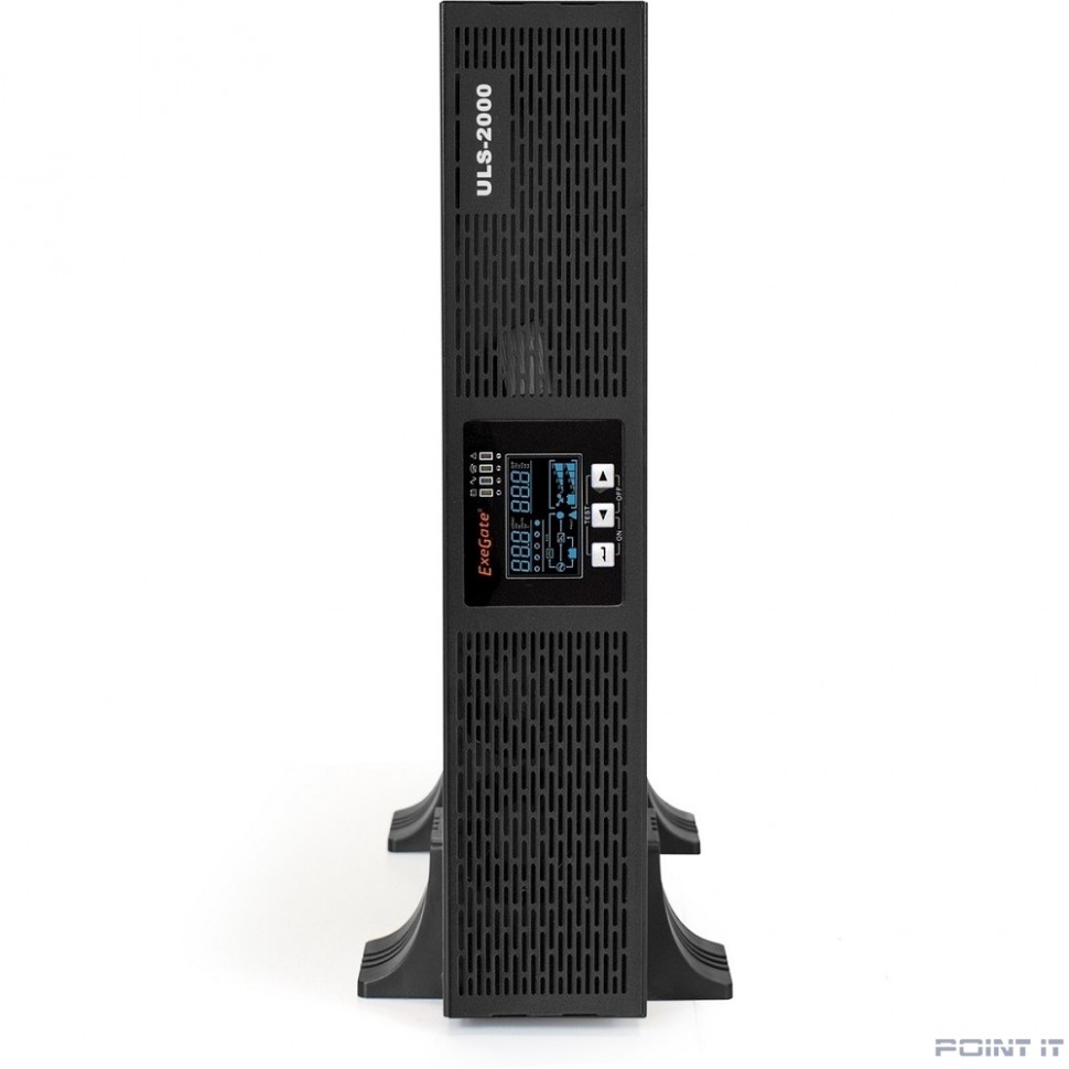 Exegate EP285647RUS ИБП On-line ExeGate PowerExpert ULS-2000.LCD.AVR.C13.USB.RS232.SNMP.2U <2000VA/2000W, On-Line, PF=1, LCD, 6*IEC-C13, RS232, USB, SNMP-slot, Rackmount 2U/Tower, Black>