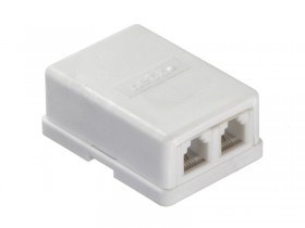 Розетка телефонная внешняя / 2 порта RJ-11(6p4c) / 4 контактная, белая, Netko