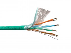 Кабель F/UTP 4 (FTP4) cat.5e NETKO /4 пары 24 AWG BC / экранированный / 305м / нг(А)-LSLTx, зеленый; одножильный &quot;СКС&quot;, FLUKE TEST