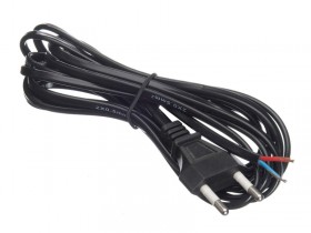 Кабель питания с вилкой (без разъема) 2*0,5мм2, 220V/2,5A, 3м, черный, Netko