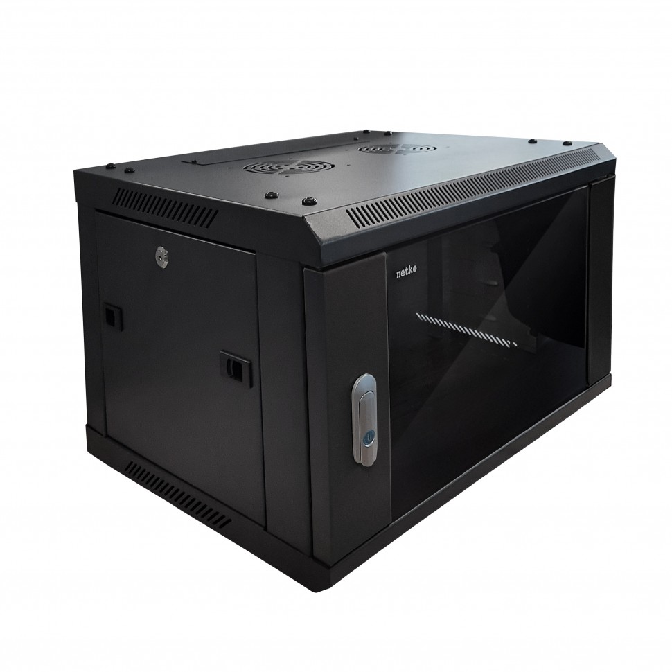 Шкаф настенный 15U серия WMA (Wall Maestro) (600х600х768), передняя дверь стекло, разборный, черный Netko